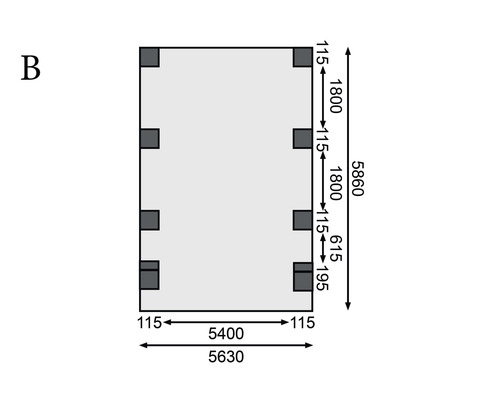 Dubbele carport Karibu Pluwig 2 variant C 598x673 cm drukgeïmpregneerd