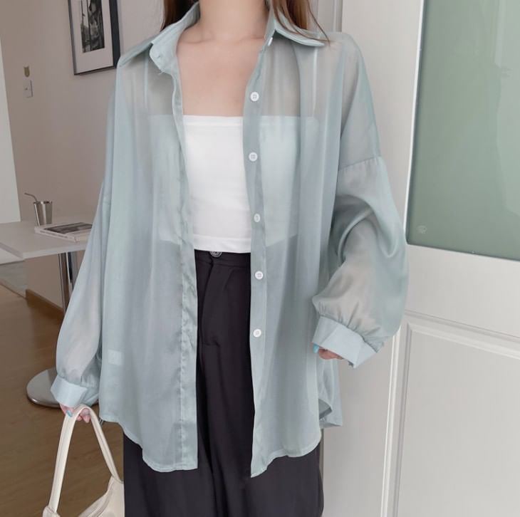 Superduper - Oversized overhemd van chiffon