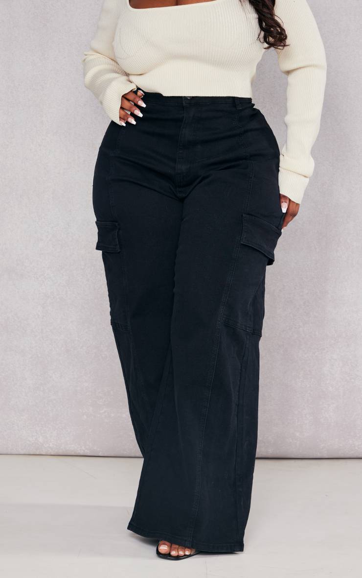 Noir Jean Cargo Large Grande Taille