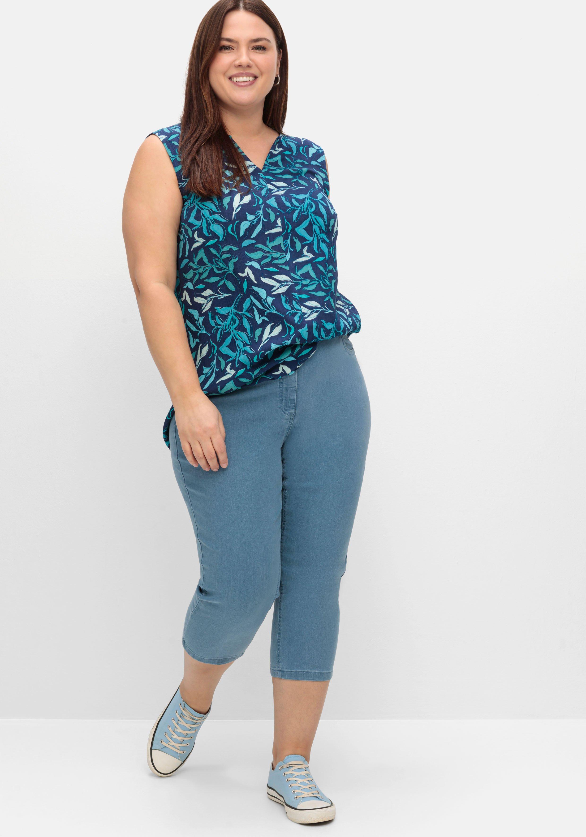 3/4-Jeans mit Zierschnürung hinten am Saum