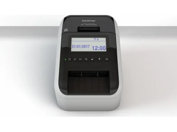 Brother QL-820NWBc - Etiketprinter - to-farvet (monokrom) - direkte termisk - Rulle (6,2 cm) - 300 x 600 dpi - op til 110 etiketter/min. - USB 2.0, Bluetooth 5.2, Wi-Fi(n), LAN - skærer - blank sort, hvid