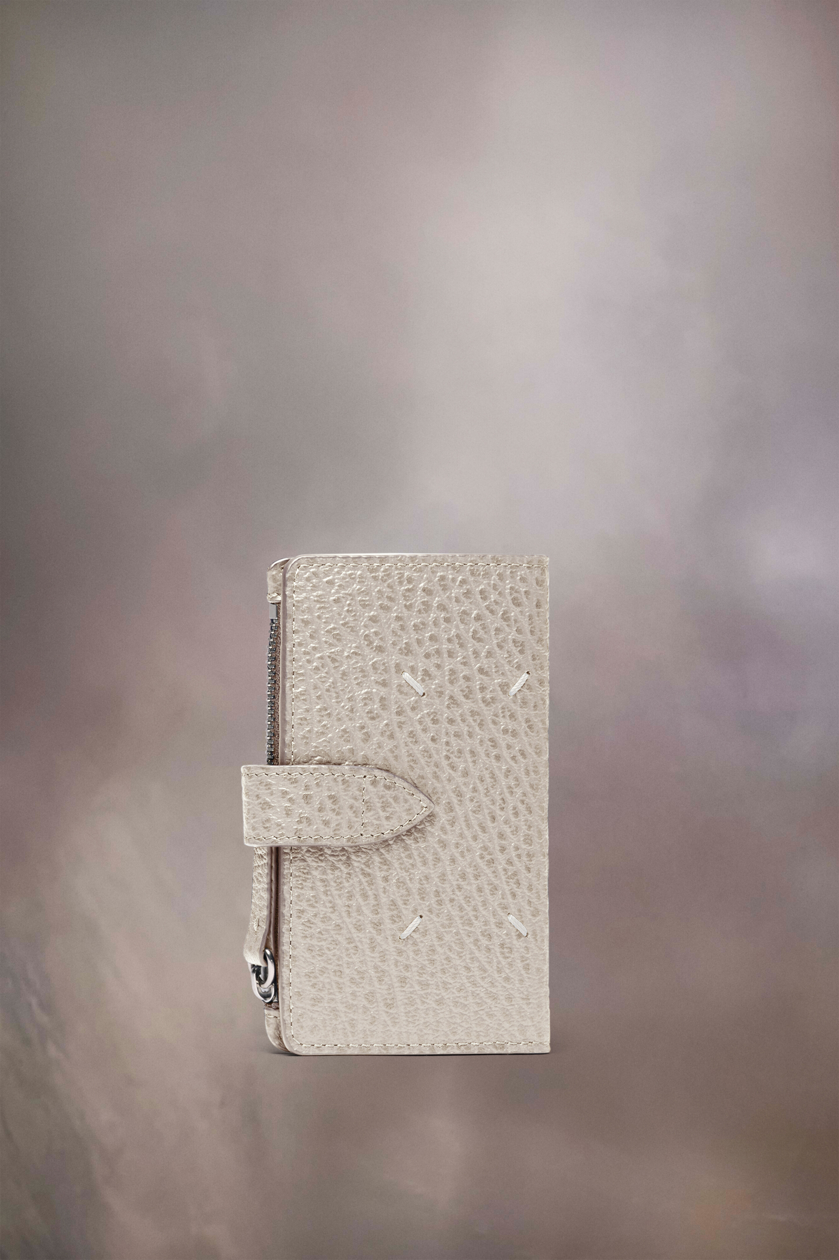 Four stitches zip wallet Gris clair