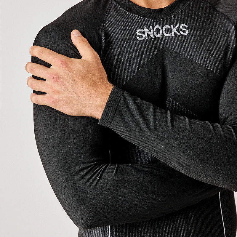 Thermounterwäsche Herren mit Daumenloch aus recyceltem Polyester Grau