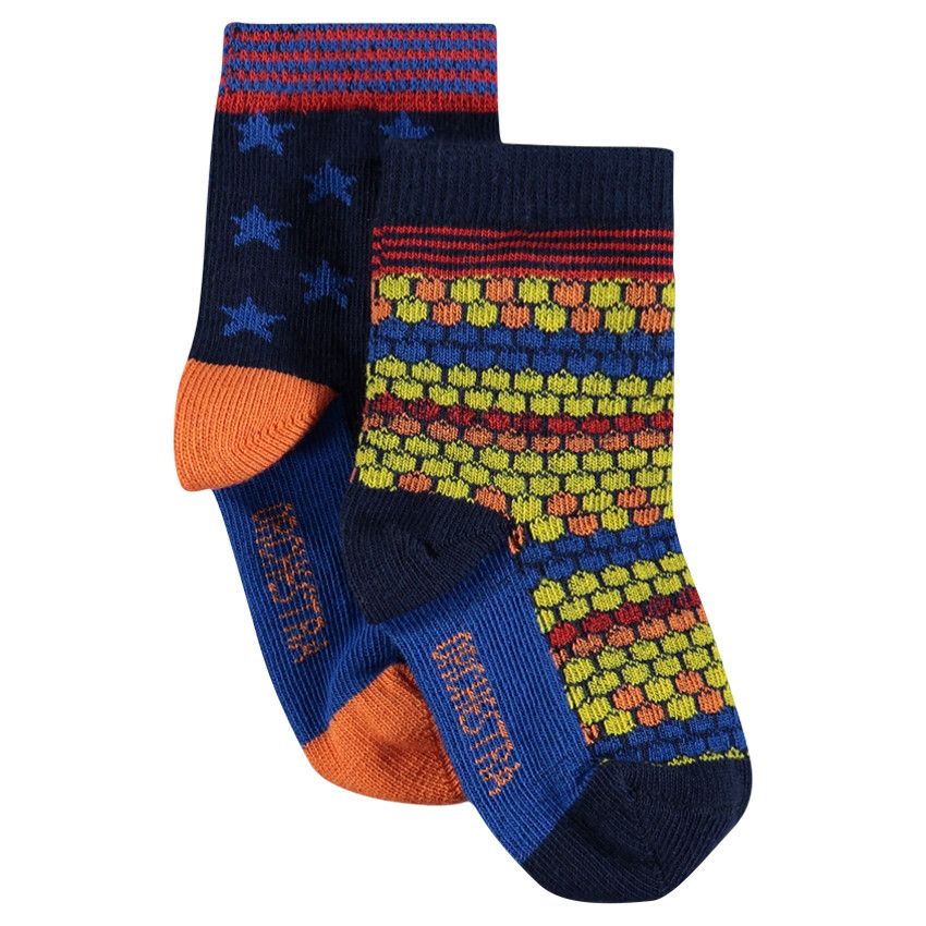 Lot de 2 paires de chaussettes assorties motif all-over - Bleu