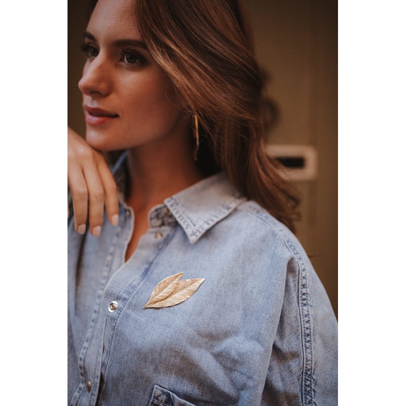 broche feuilles plaqué argent - THALIE