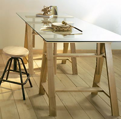 Plateau en verre gris fumé trempé transparent L. 120 cm x l. 70 cm