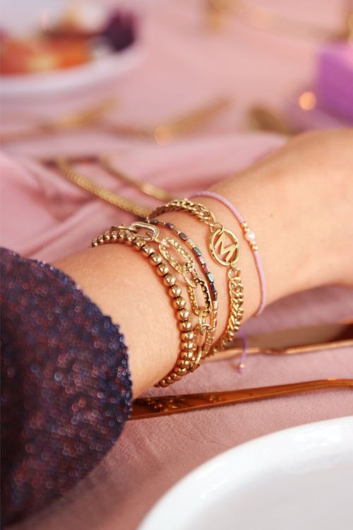 Stretch armband stalen kralen