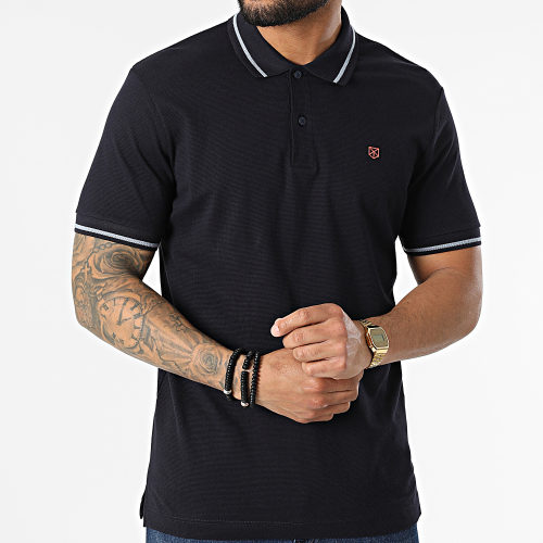 Polo A Manches Courtes Structure Bleu Marine