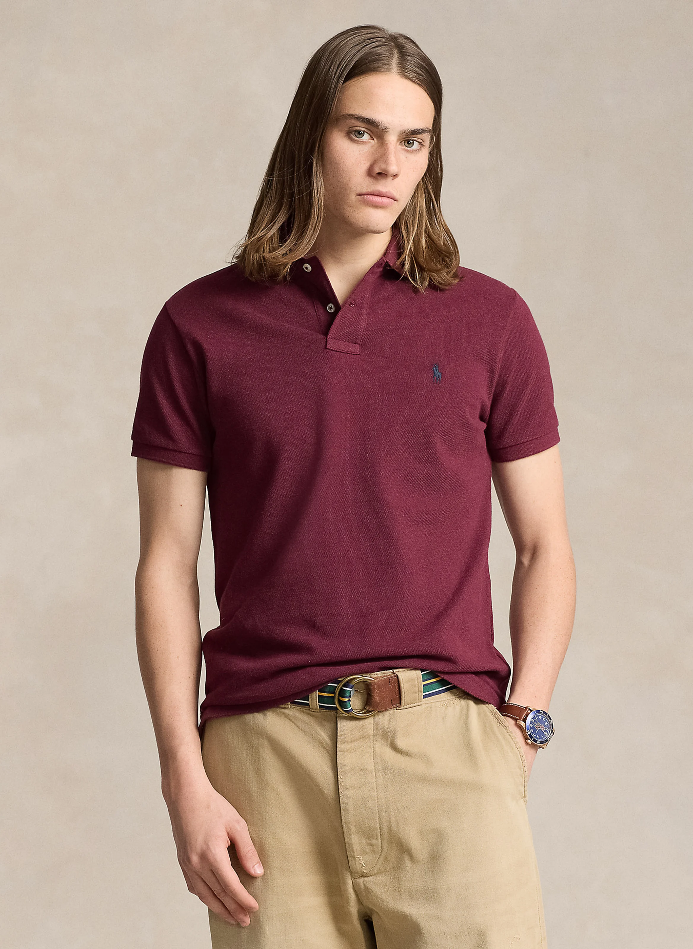 Polo custom-fit en coton piqué | Rouge