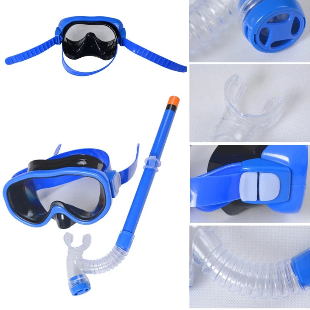(2-tlg. Set) Kinder Taucher Brille   Schnorchel - Blau