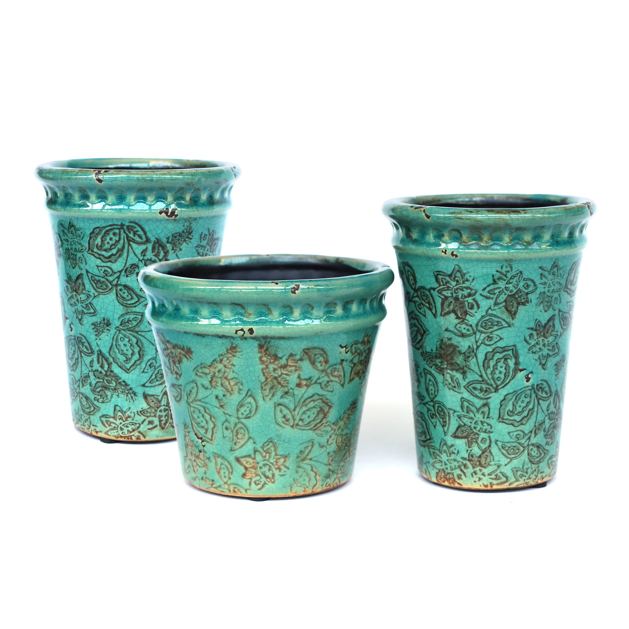 Pflanztopf 'Chinois' M im Vintagelook, antik-grün, H 16,5 cm, Ø 13 cm günstig bestellen