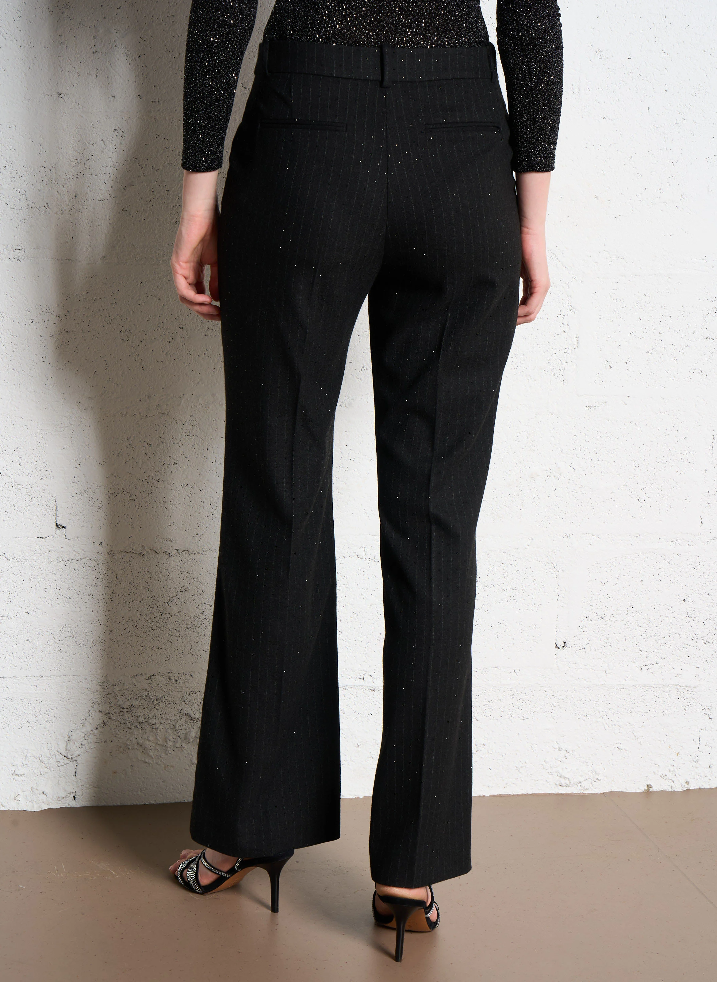 PAPOOZ - Pantalon de costume rayé à sequins | Noir