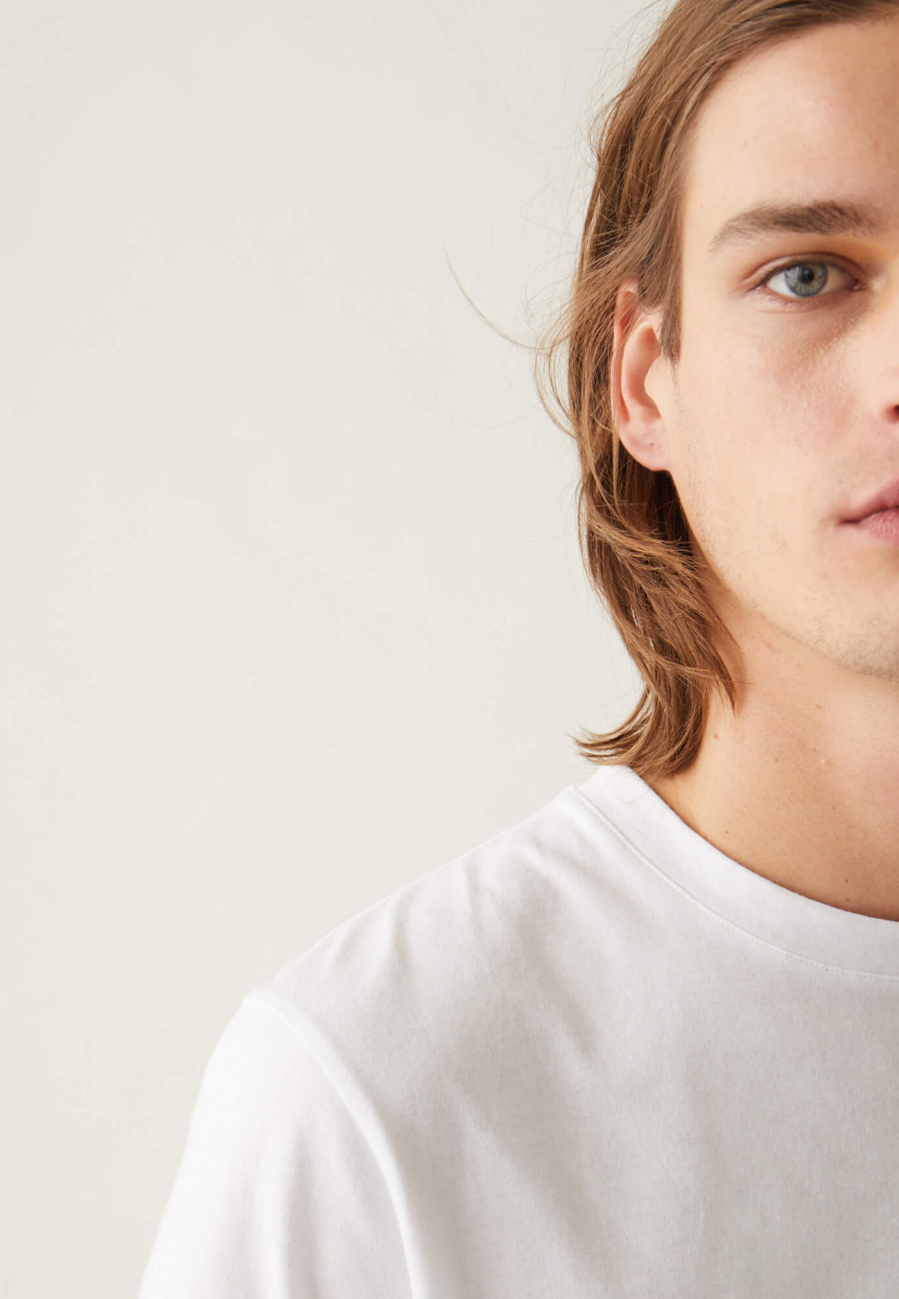 T-shirt col rond en coton-Jean Blanc