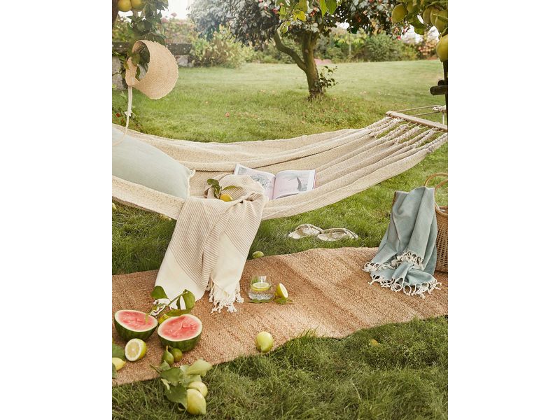 Urbanara Strandtuch Bolu 95 x 180 cm, Rosa / Naturweiss Badetuch