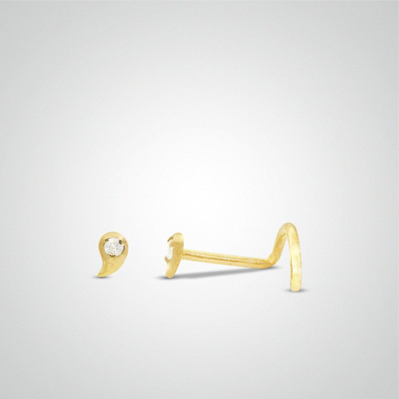 Piercing de nez goutte or jaune barre en U