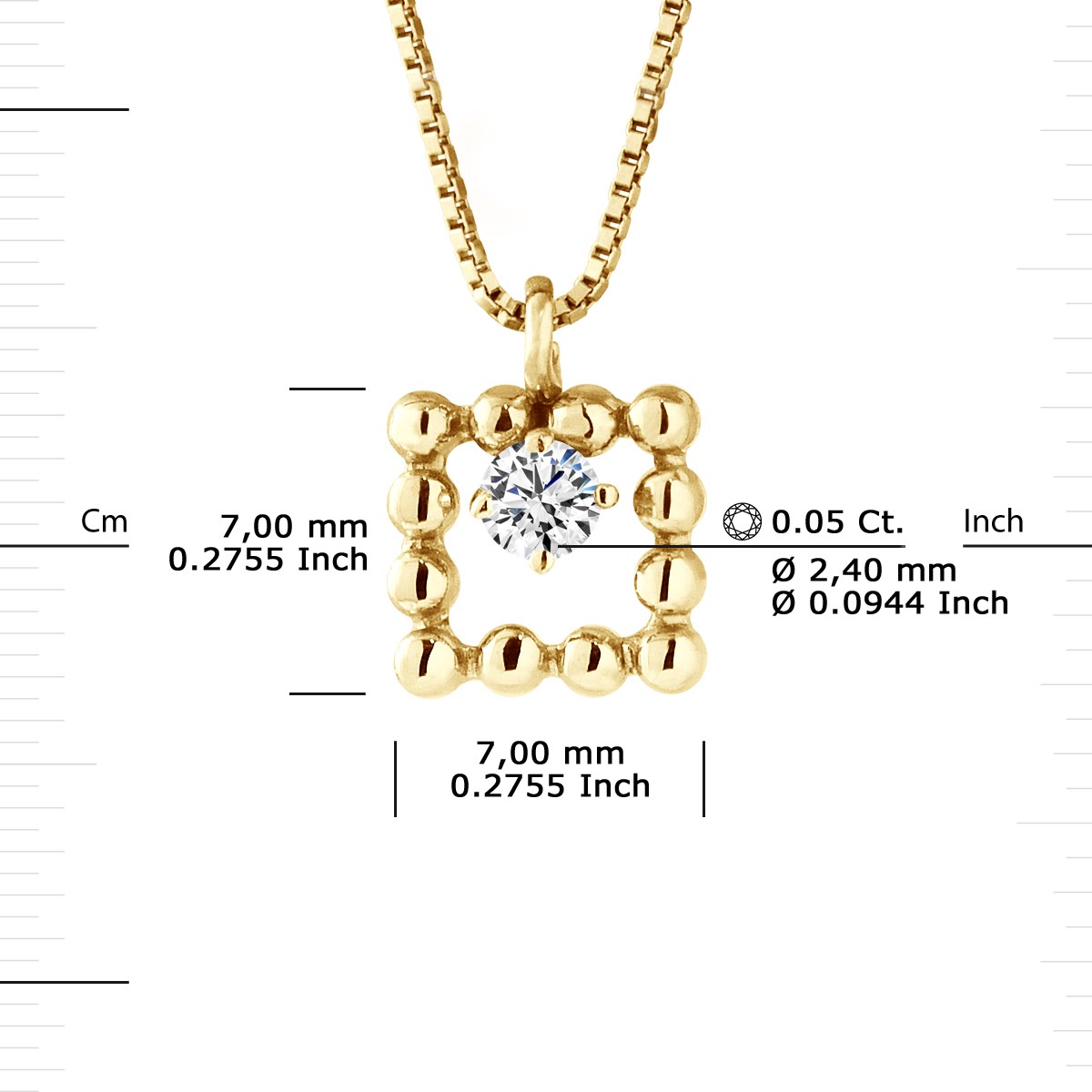 Collier SQUARE Diamants 0,050 Cts Or Jaune