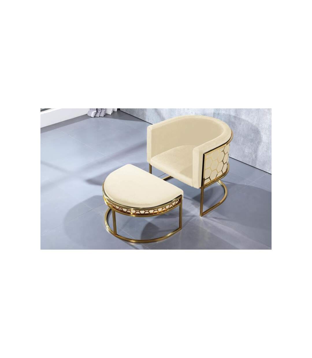 Paris Prix - Pouf Design En Velours honey 75cm Beige