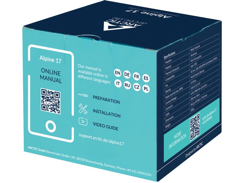 Arctic Cooling CPU-Kühler Alpine 17 Leistungsstarker CPU-Kühler für LGA 1700-Sockel