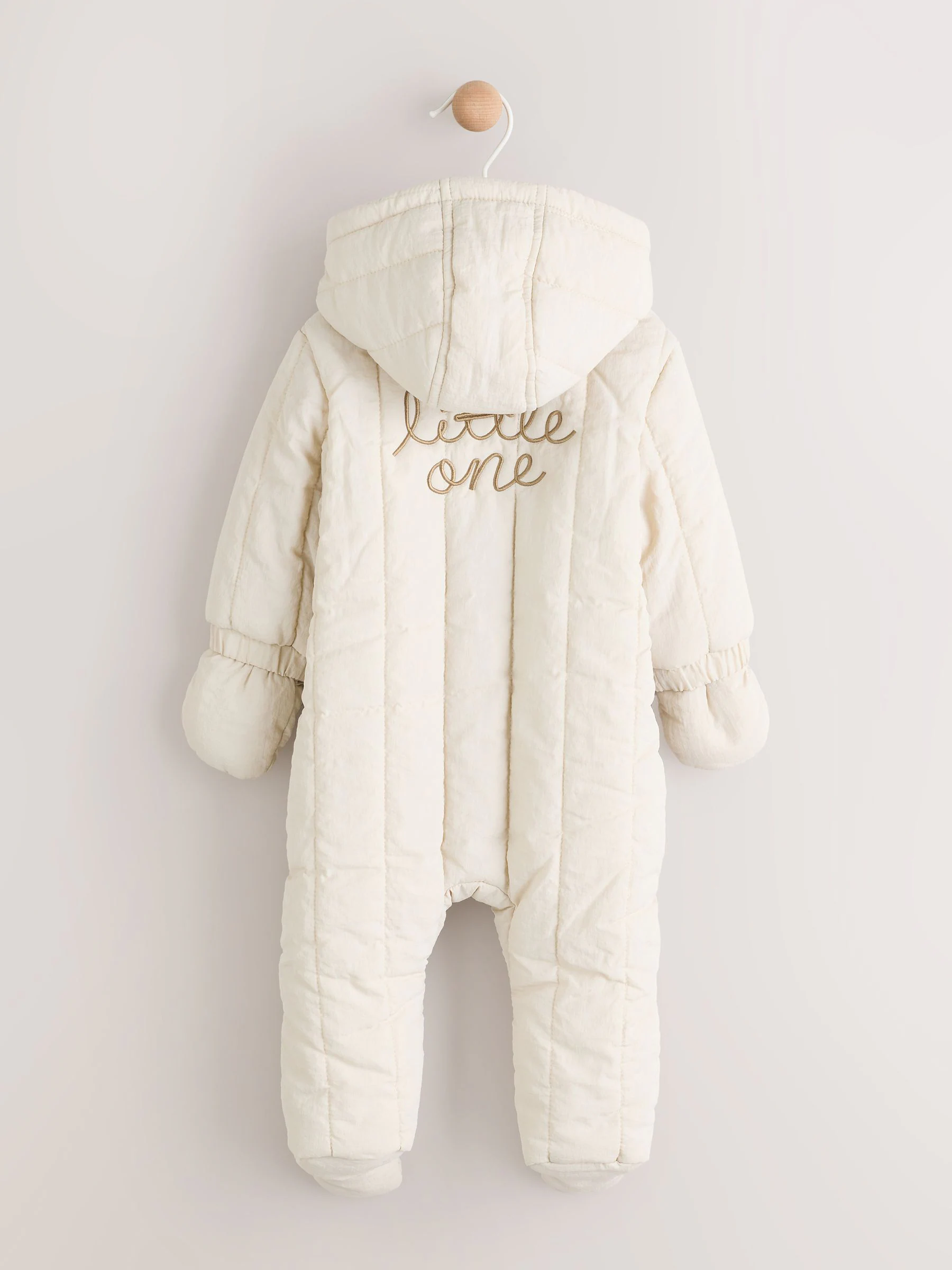 Ecru Little One rug-slogan - Doorgestikt nylon babypak