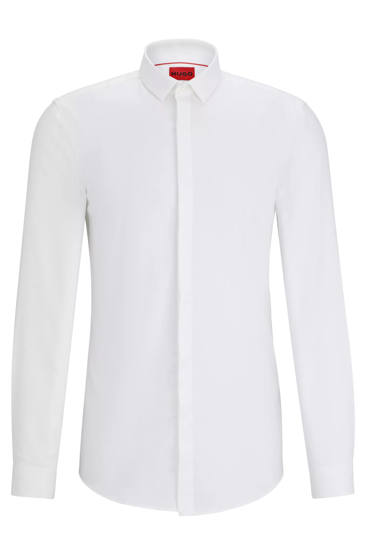 Camisa HUGO vermelha de corte slim em jacquard de algodão.