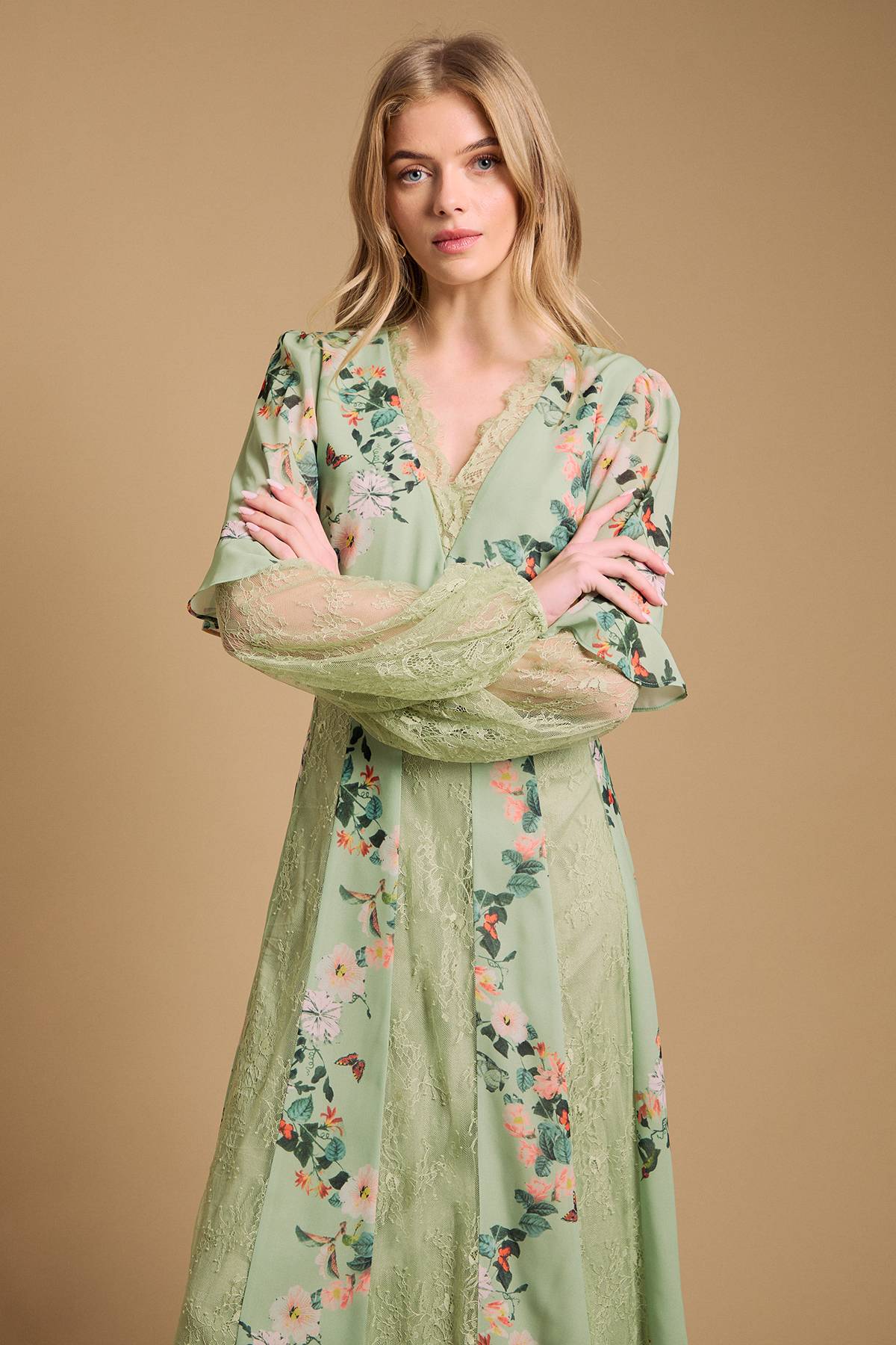 Oasis Robe Midi À Empiècement De Dentelle