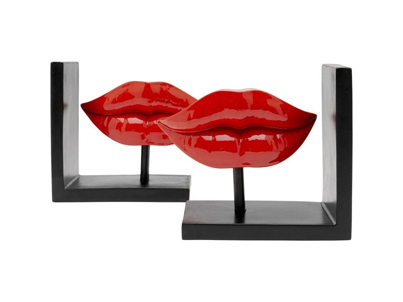 Kare Buchstütze Lips 2er Set, Rot/Schwarz Buchstützen für das Bücherregal