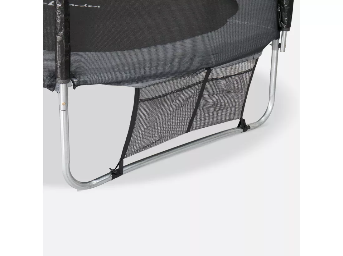 Trampoline 250 cm. gris. avec filet de protection. bâche. filet pour chaussures. kit d’ancrage