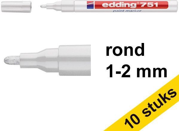 Aanbieding: 10x Edding 751 lakmarker wit (1 - 2 mm rond)