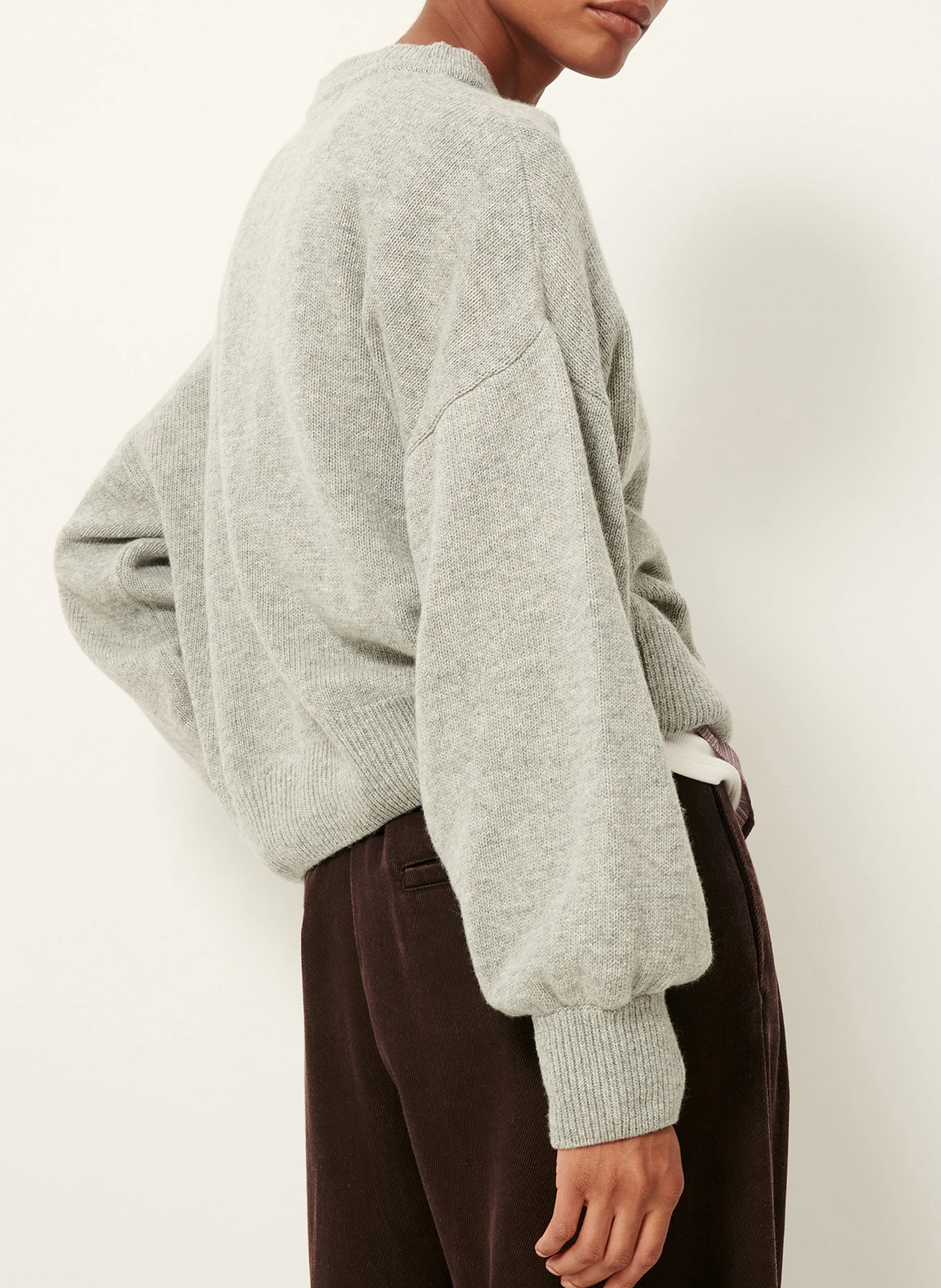 KASHAN - Pull droit col rond en laine mélangée | Gris