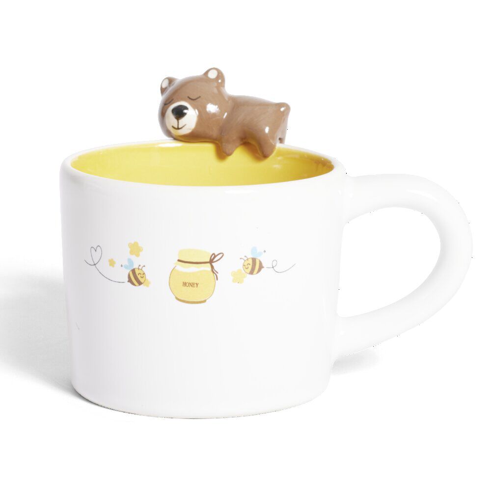 Mug ours dolomite blanc et jaune Ø10,5xH10,5cm