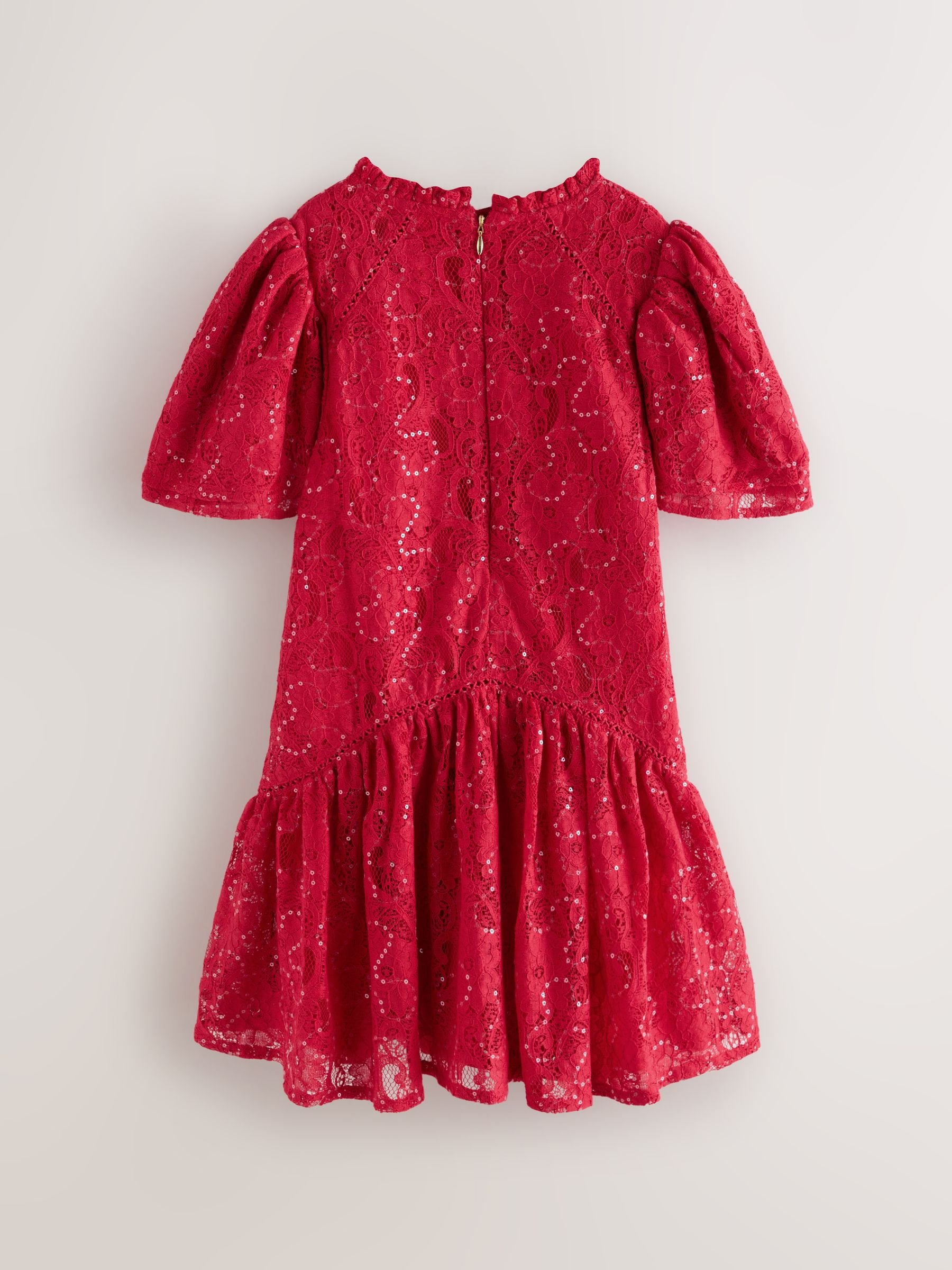 Rood - Baker by Ted Baker Red Sequin Lace Angel Sleeve Dress
