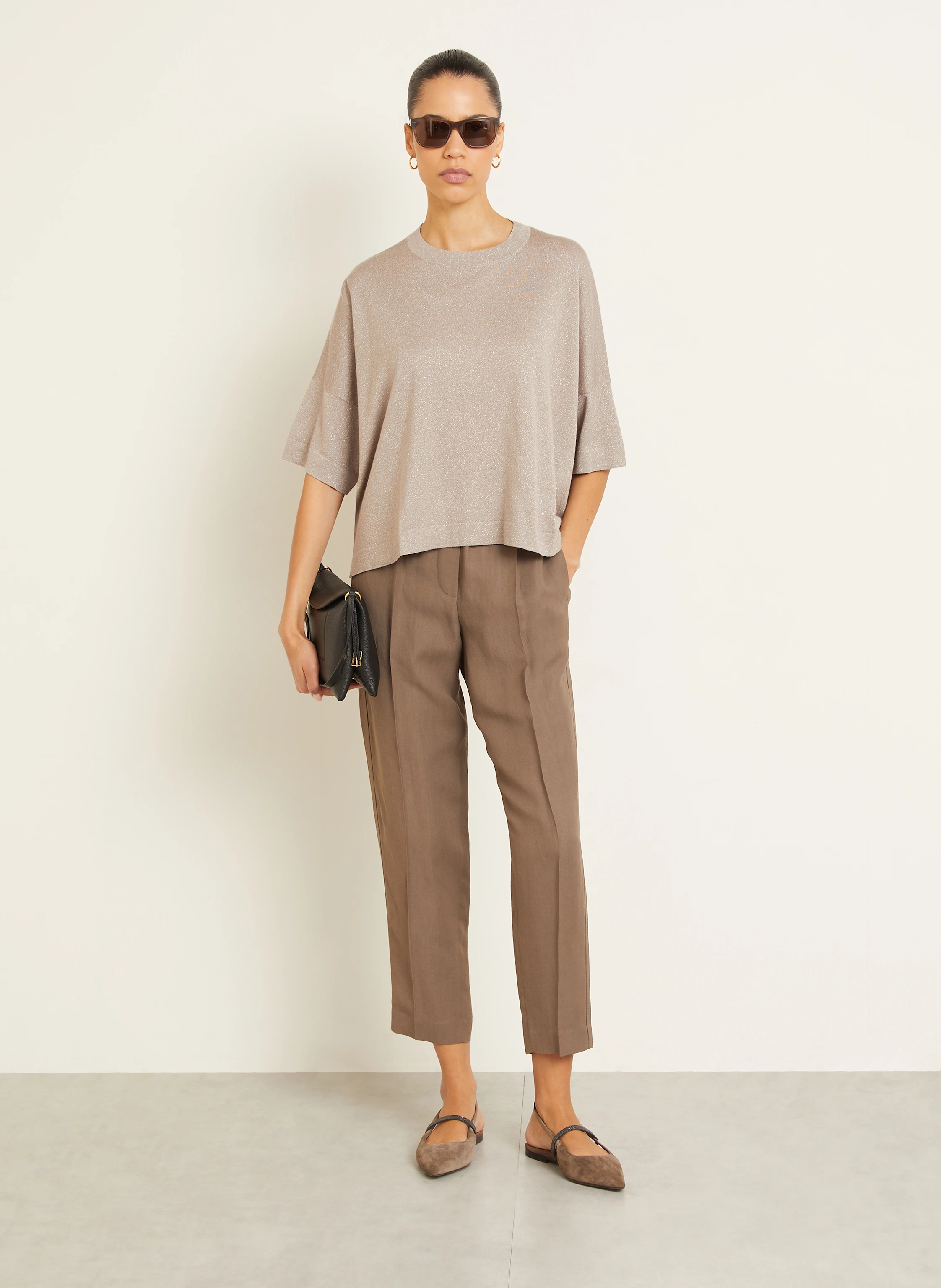 BRUNELLO CUCINELLI Strickshirt mit Cashmere und Glitzergarn