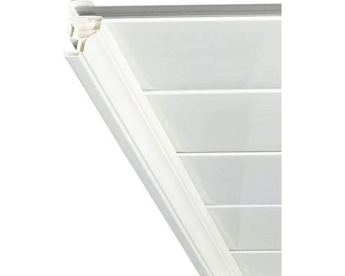 Witte kunststof kooflijst voor paneeldiktes van 8-10 mm, 46x25x2600 mm