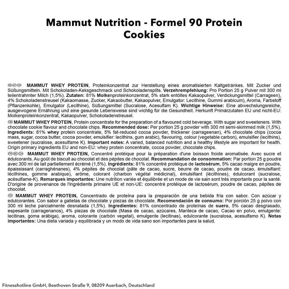 Mammut Formel 90 Protein, Cookies