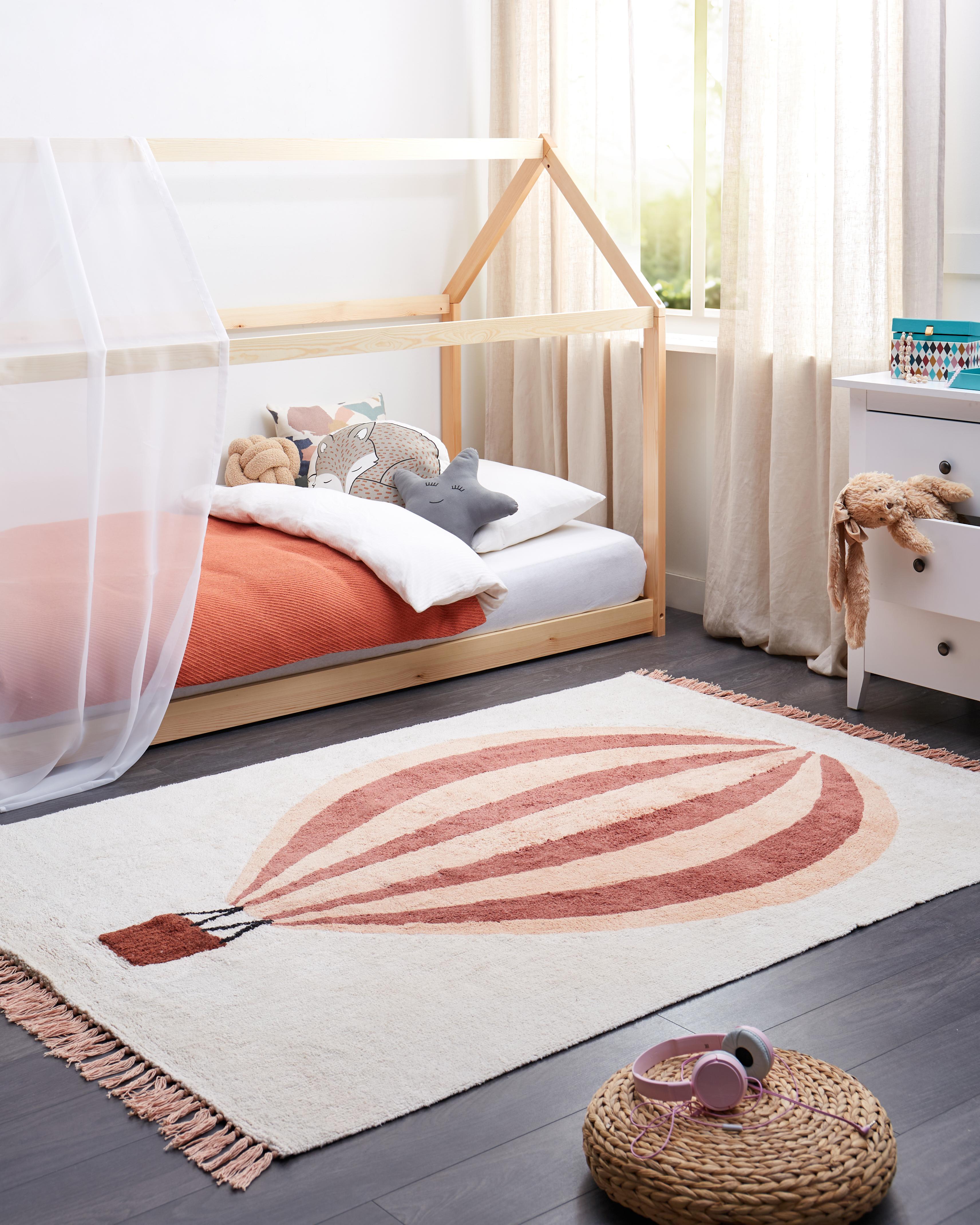 Kindervloerkleed BAZALETI Lichtbeige 140 x 200 cm Katoen