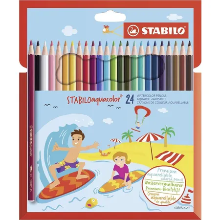 Aquarell-Buntstift - STABILO aquacolor - 24er Pack - mit 24 verschiedenen Farben