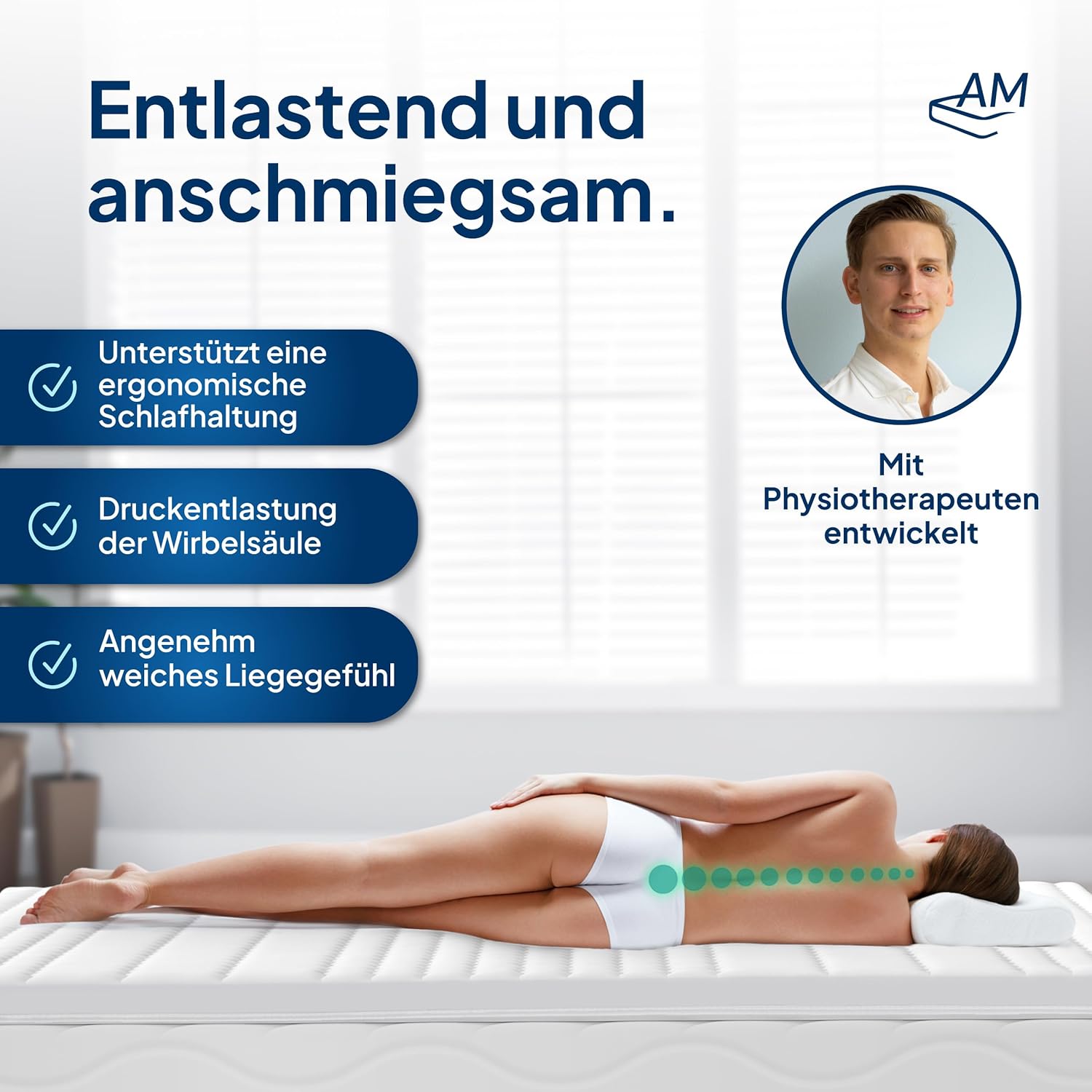 Premium Gelschaum-Topper 100 x 200 cm mit RG 50 - Hochwertiger Lyocell-Bezug - Antirutschfunktion - Umlaufendes Klimaband - Qualität Made in Germany - Gel-Topper 100x200