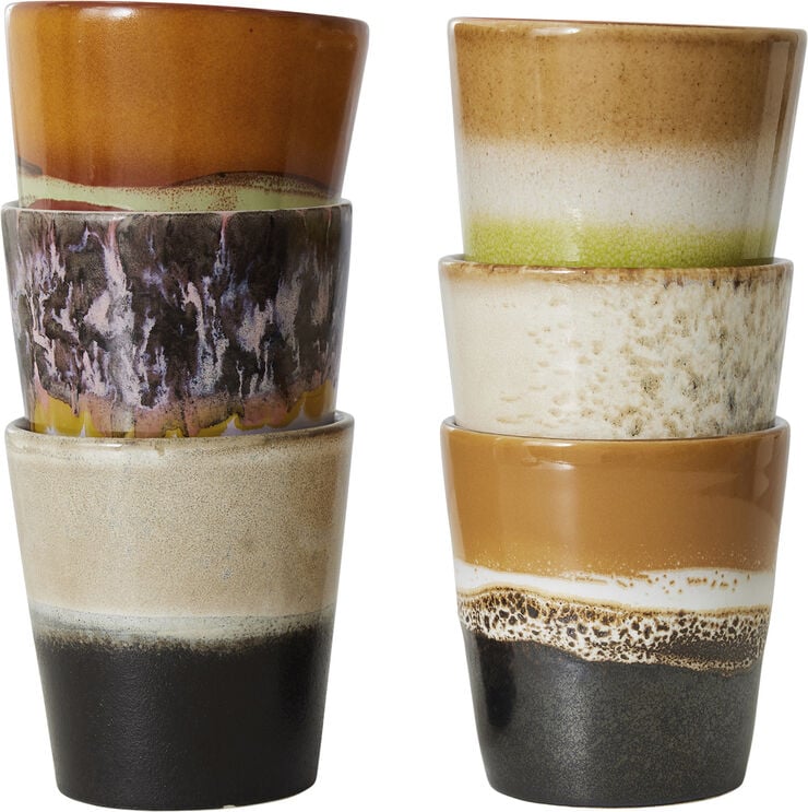 HK Living 70s ceramics coffee mugs soil set of 6 Multi