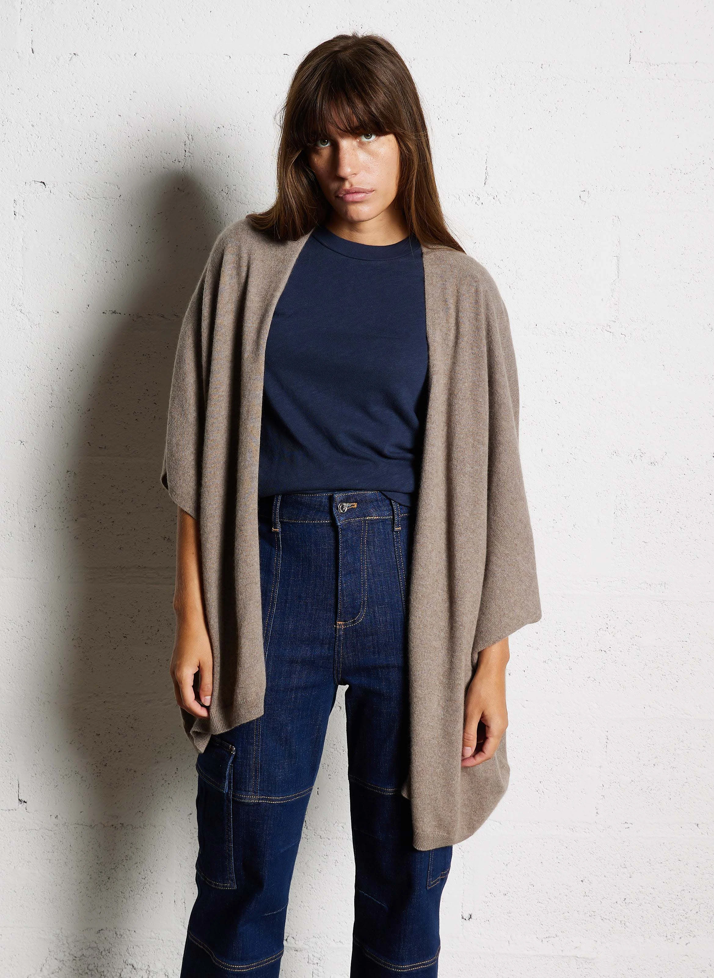 GWENAELLE - Poncho en cachemire | Marron