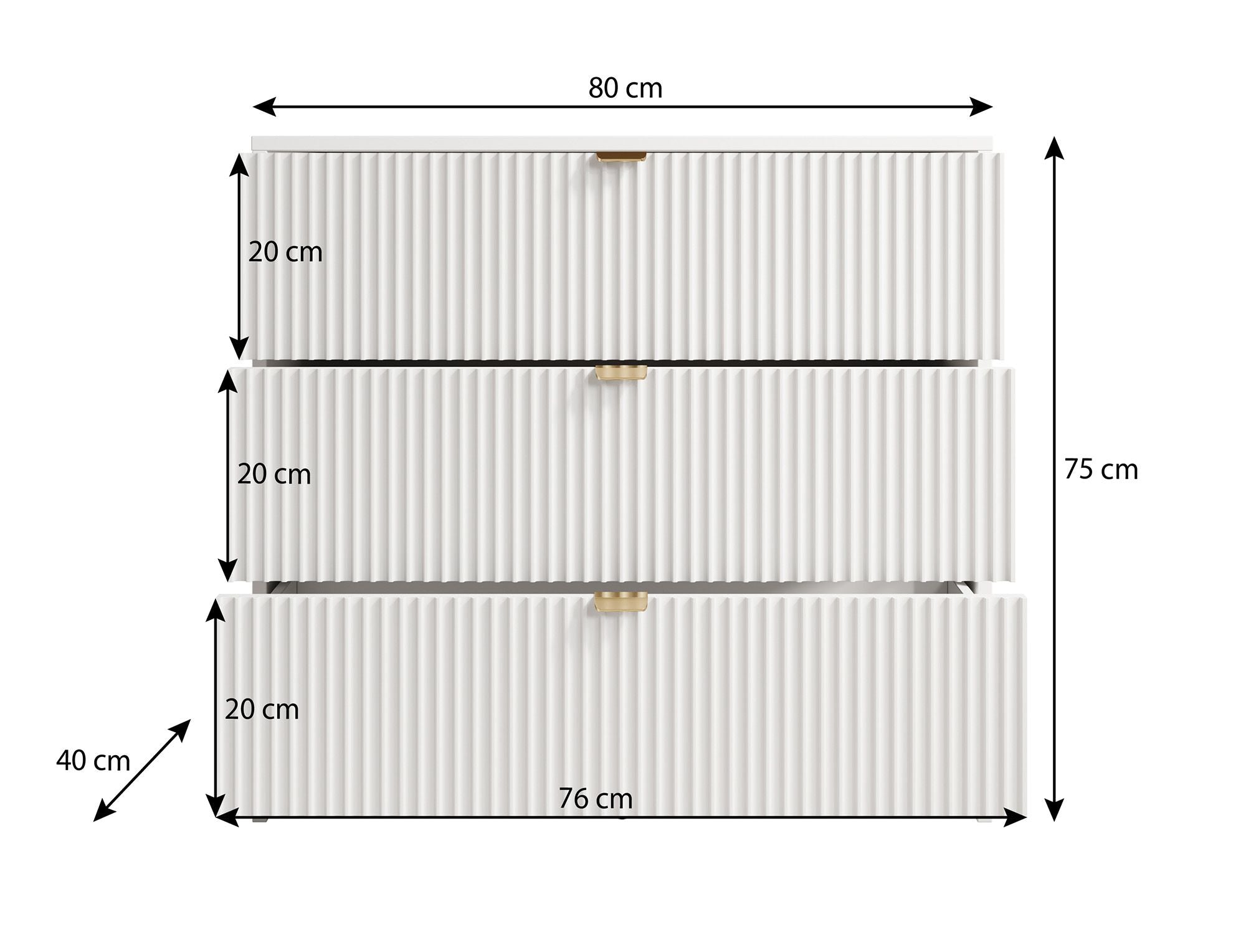 Meubella - Ladekast Tavares - Wit - 80 cm