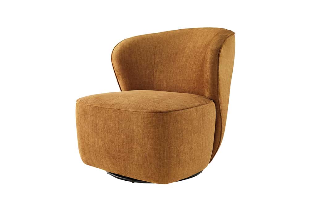 Drehbarer Design Sessel GATSBY senfgelb Samt 360°