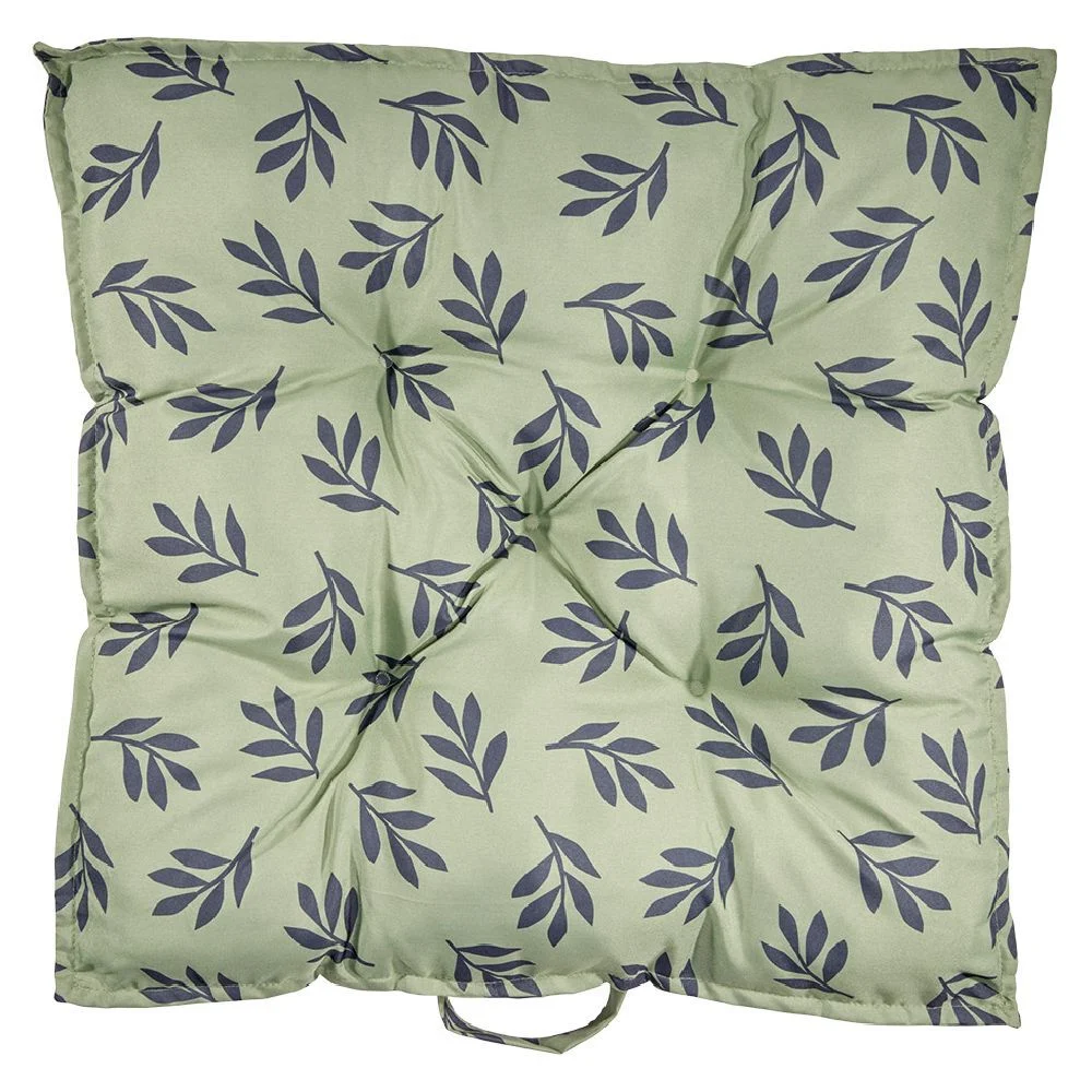 Coussin de dossier salon palette motif feuillage vert noir 60x60xép8cm