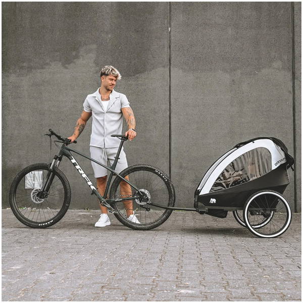 DERYANDERYAN   3in1 Fahrradanhänger für 2 Kinder weiss