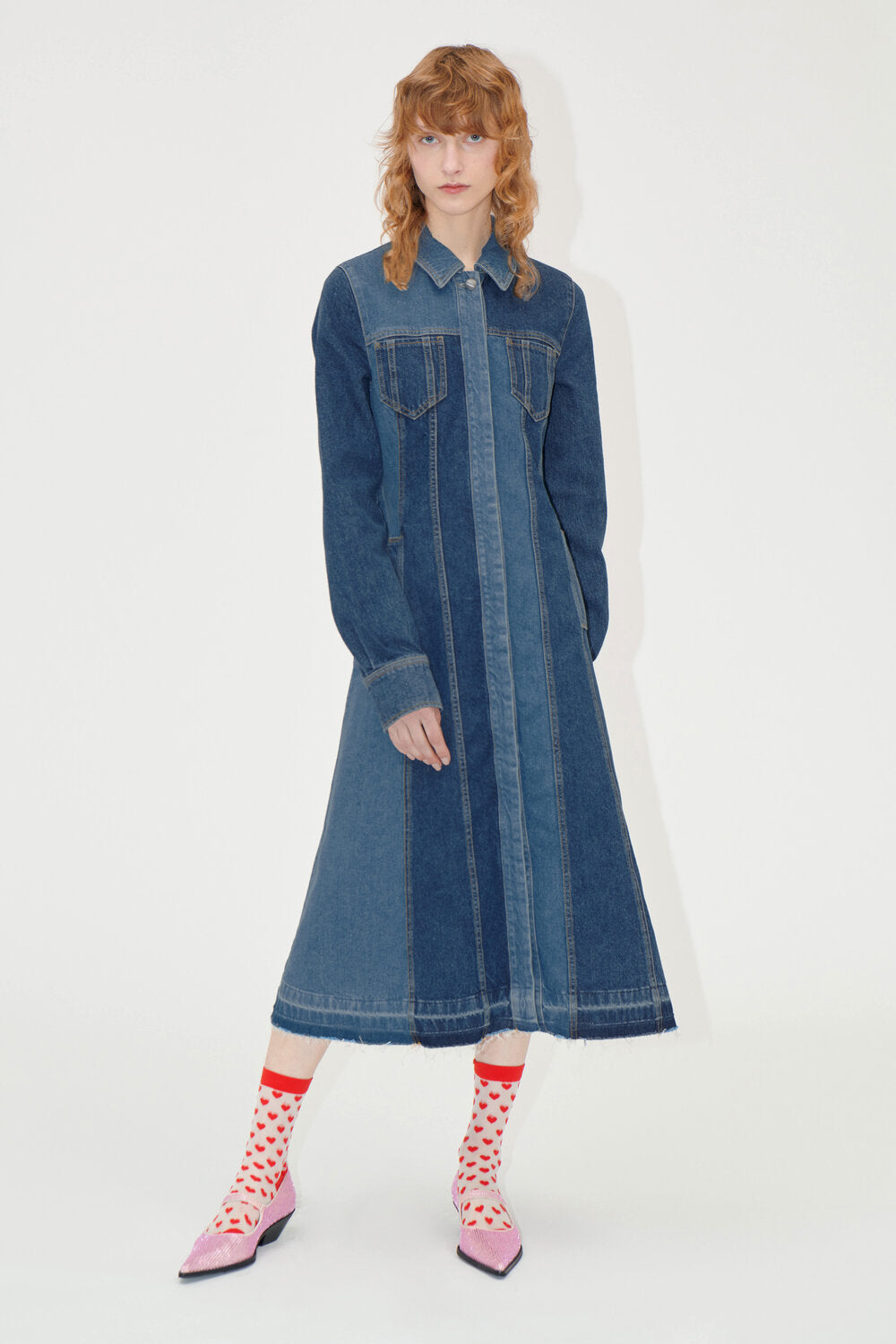 Stine Goya  Langærmet denimkjole - Two Tone Denim