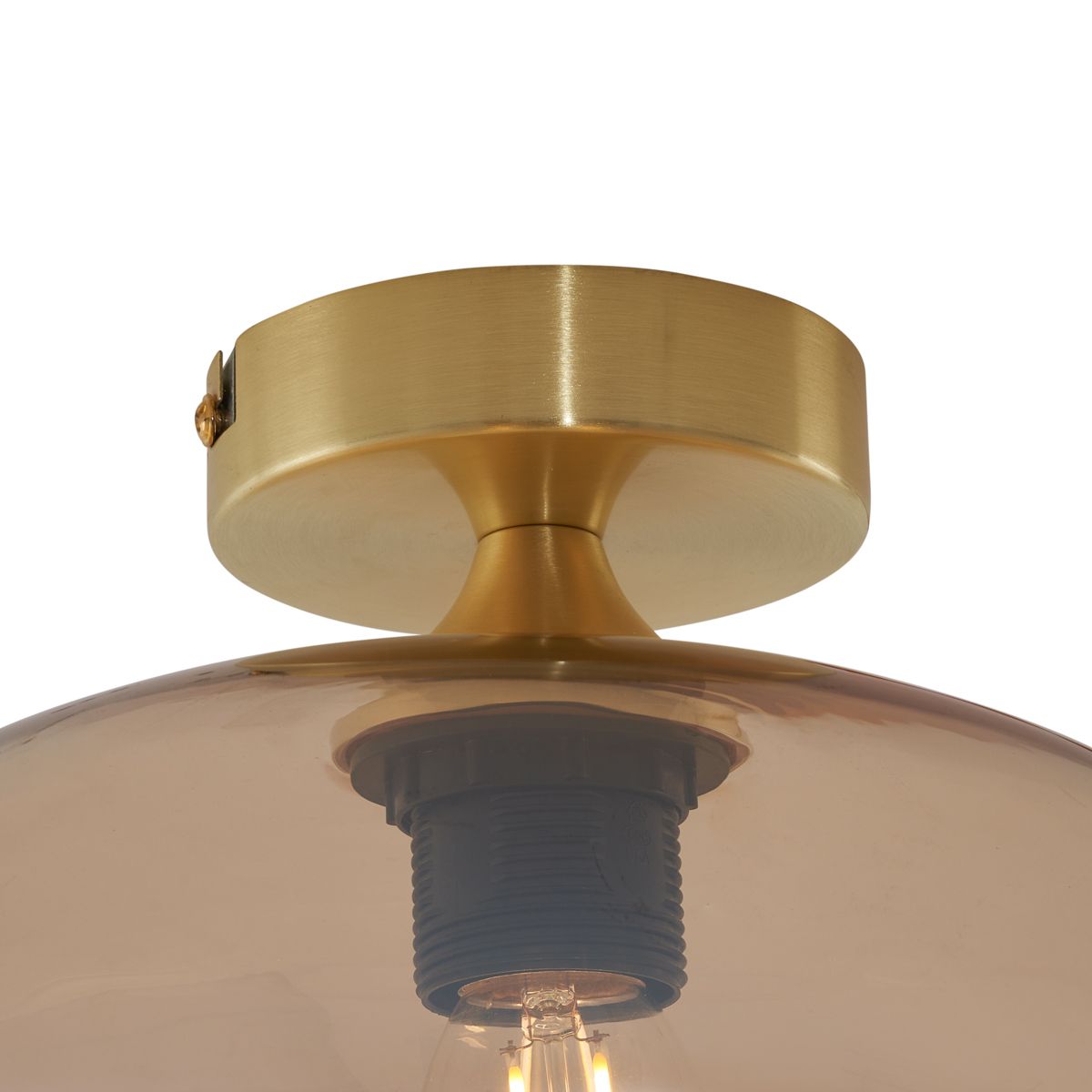 Art Deco plafondlamp messing met amber glas - Busa