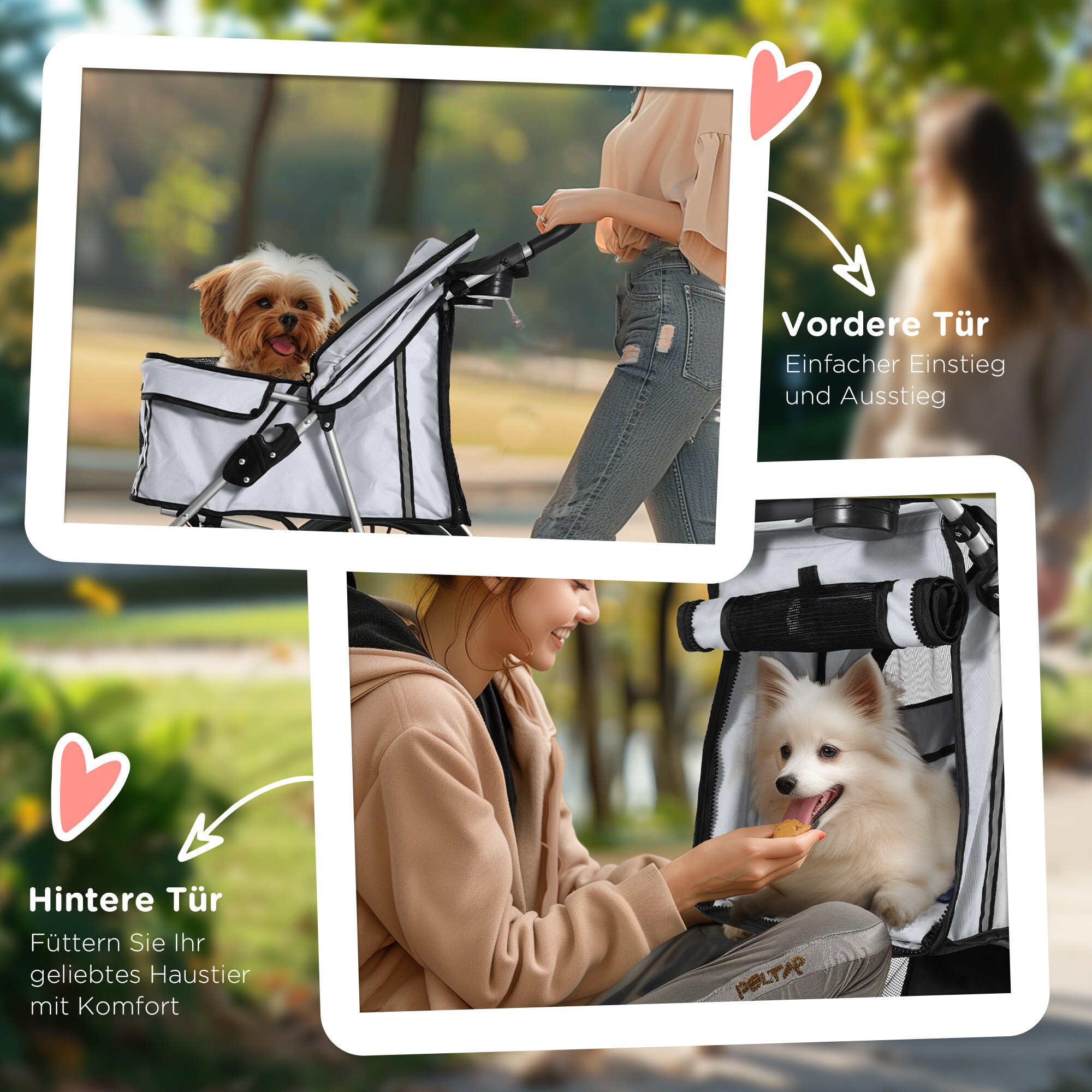 PawHut Hundewagen mit Gitternetz grau, schwarz 75 x 45 x 97 cm (LxBxH)