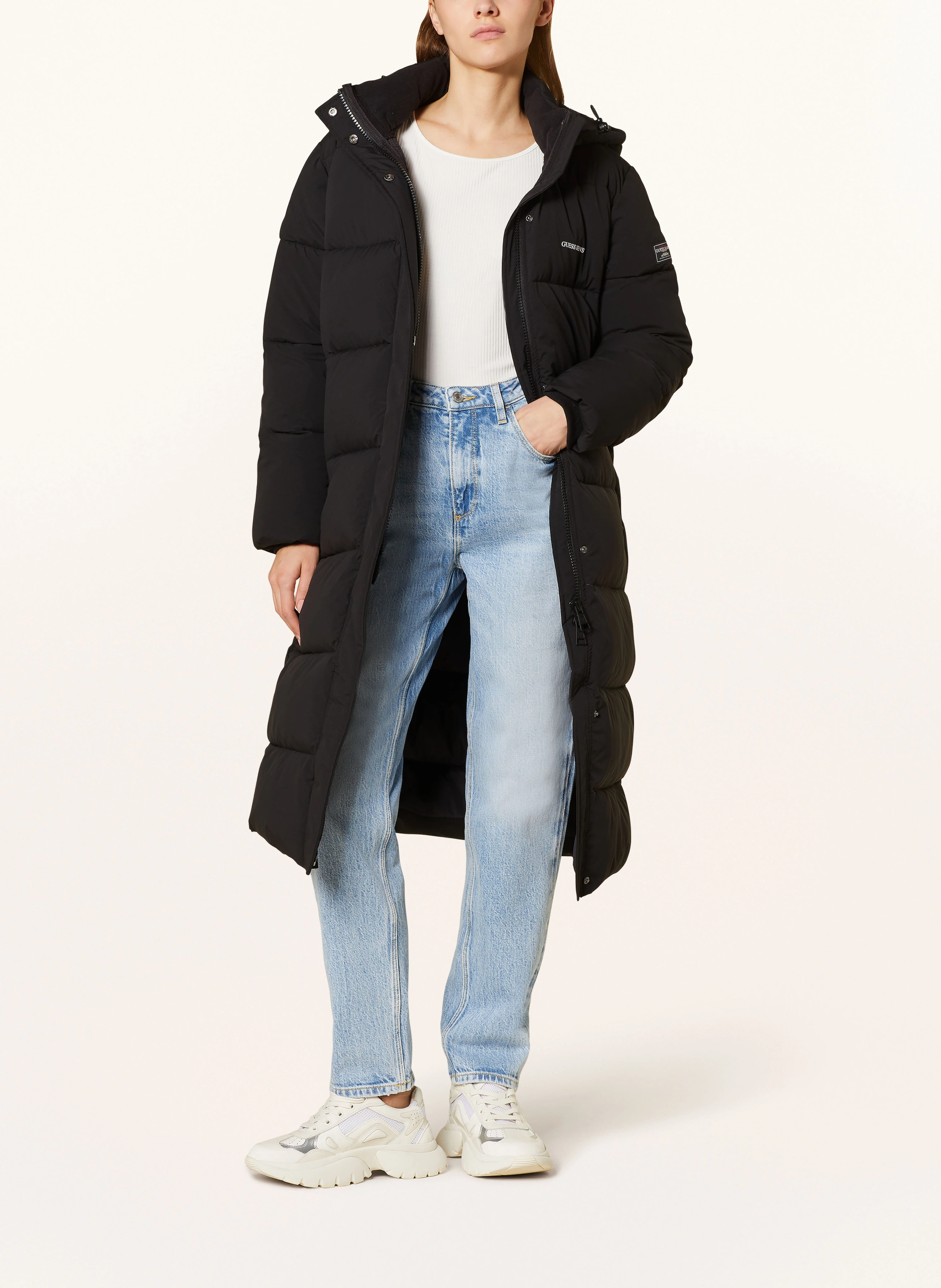 GUESS JEANS Steppmantel mit abnehmbarer Kapuze