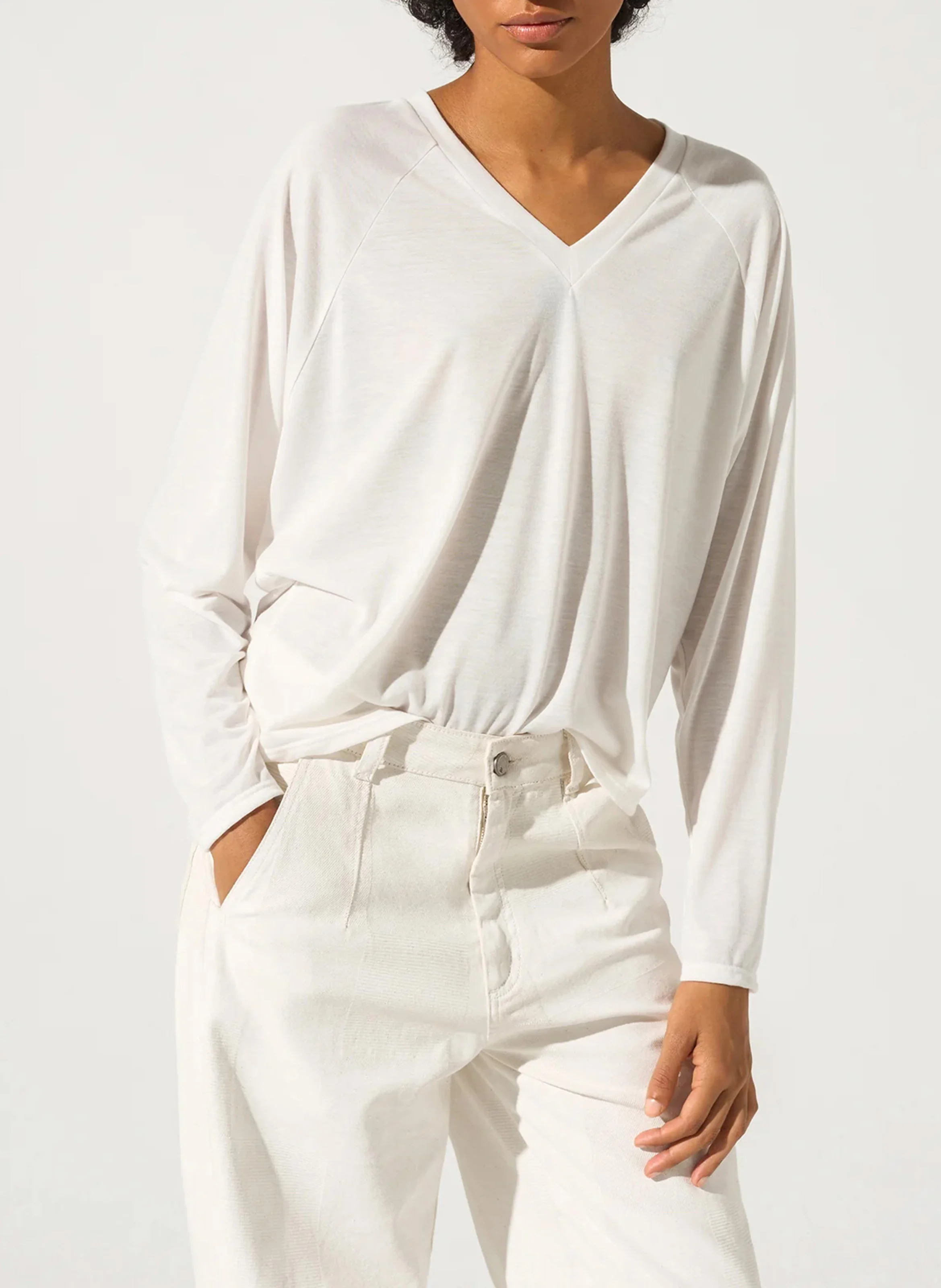 Tee-shirt ample à col V | Blanc
