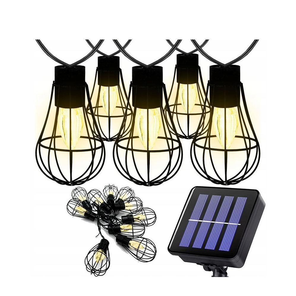 (3m) 10 LED's Deko Solar Lichterkette Vintage Glühbirnen Outdoor Beleuchtung IP50 - Warmweiss