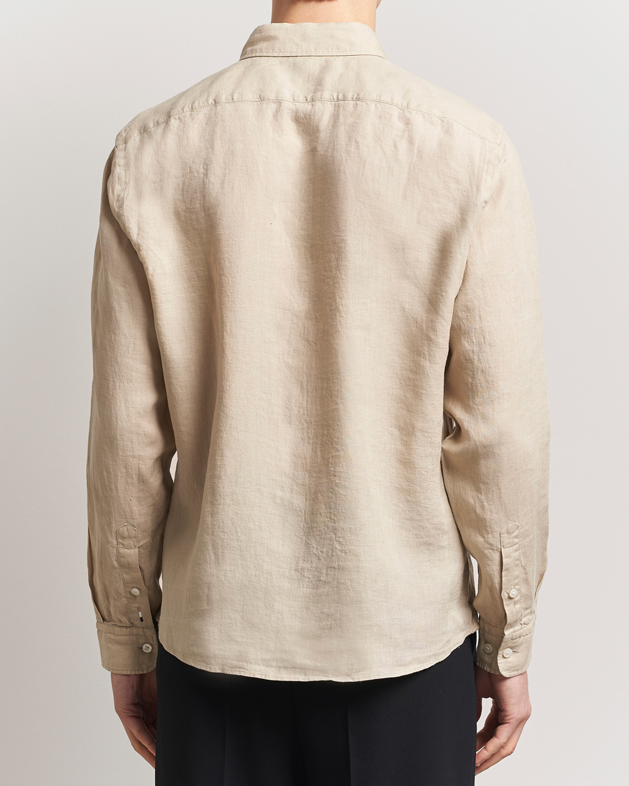 BOSS BLACK Liam Linen Shirt Light Beige